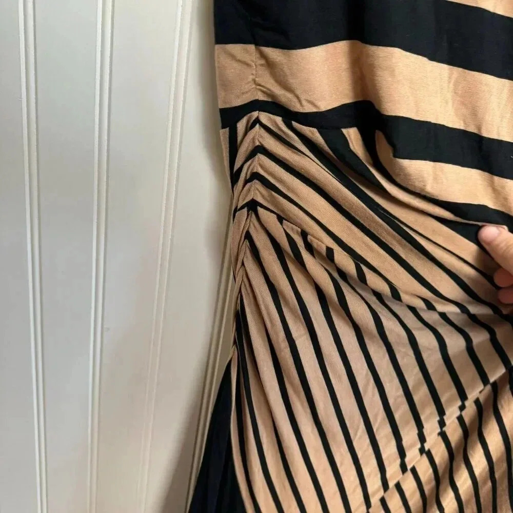 Soft Surroundings Black Tan Stripe Sleeveless Maxi Dress "Here To Infinity" F34 - Picture 4 of 5